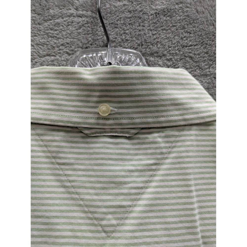 Tommy Hilfiger Short Sleeve Button Down Shirt Mens XXL Green White Striped - Picture 9 of 10